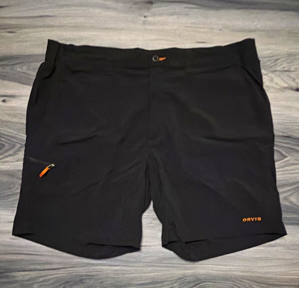 Orvis Men's Black XL Fishing Cargo Shorts Regular Fit Nylon/Spandex 8" Inseam
